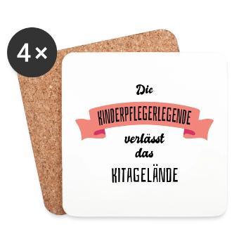 Die Kinderpflegerlegende verlässt das Kitagelände - Untersetzer (4er-Set) - Weiß - Vorne