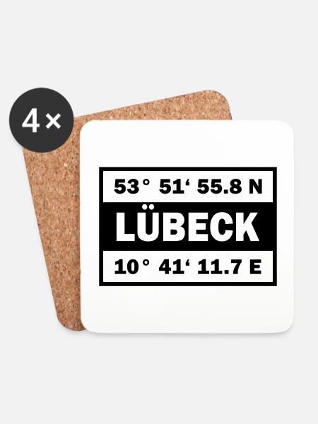 Lübeck Koordinaten Hansestadt Lübeck - Untersetzer (4er-Set) - Weiß