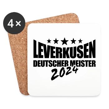 Leverkusen - Deutscher Meister 2024 - Untersetzer (4er-Set) - Weiß - Vorne
