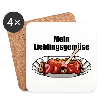 Currywurst - Mein Lieblingsgemüse - Fast Food - Untersetzer (4er-Set) - Weiß - Vorne