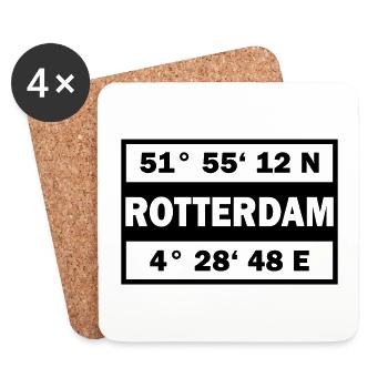 Rotterdam Koordinaten Stadt Rotterdam - Untersetzer (4er-Set) - Weiß - Vorne