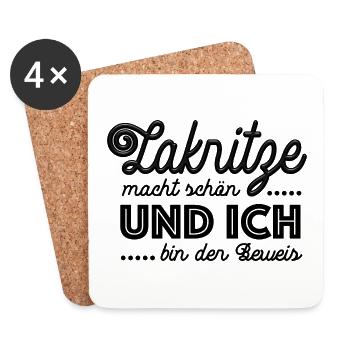 Lakritze macht schön, Lakritze naschen - Spruch - Untersetzer (4er-Set) - Weiß - Vorne