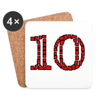 10. 10 YEARS. 10th ANNIVERSARY. 10 YEAR ANNIVERSARY. - Coasters (set of 4) - white - Front