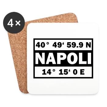 Napoli Coordinates City Italy Naples - Coasters (set of 4) - white - Front