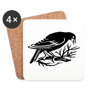Crow - Coasters (set of 4) - white - Front
