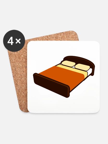 Bett - Untersetzer (4er-Set) - Weiß