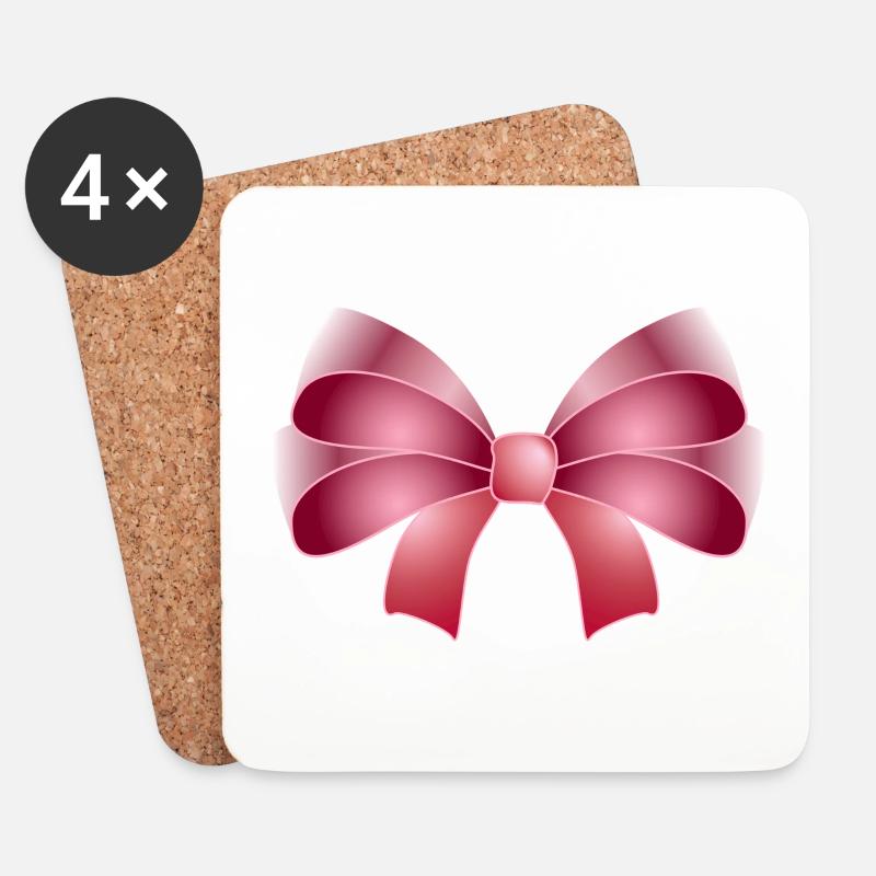 Elegante Schleife in rosa - Untersetzer (4er-Set) - Weiß