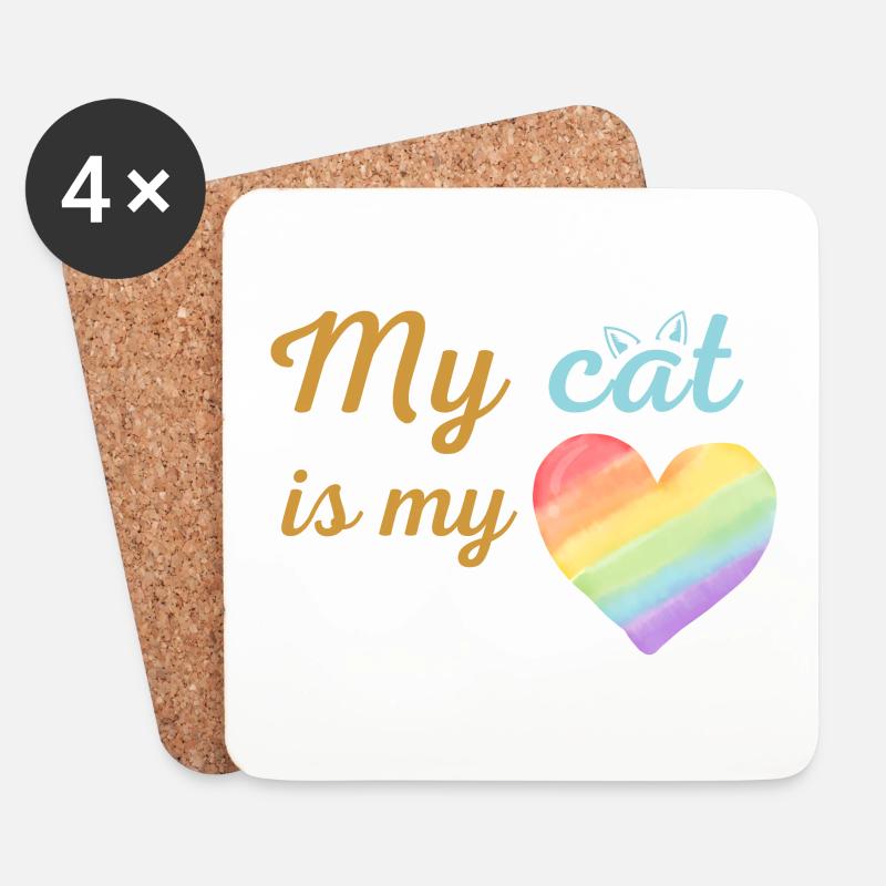 Meine Katze ist mein liebevolles Regenbogenblau - Untersetzer (4er-Set) - Weiß