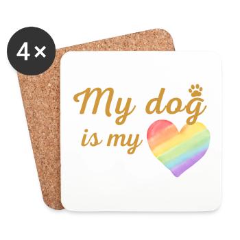 Mein Hund ist mein liebevoller Regenbogen - Untersetzer (4er-Set) - Weiß - Vorne