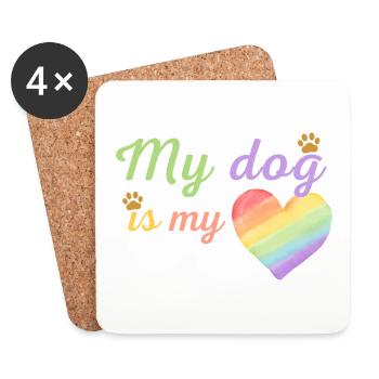 Mein Hund ist mein liebevolles Regenbogen-Lila - Untersetzer (4er-Set) - Weiß - Vorne