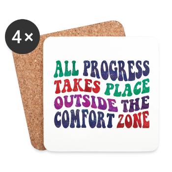 All progress takes place outside the comfort zone - Untersetzer (4er-Set) - Weiß - Vorne