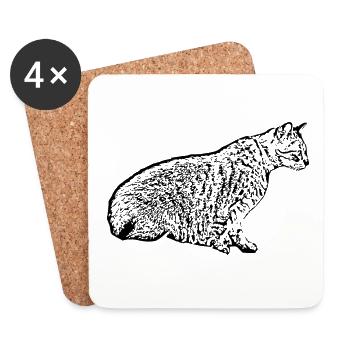 chat noir chat chaton chat domestique cadeau - Dessous de verre (lot de 4) - blanc - Devant