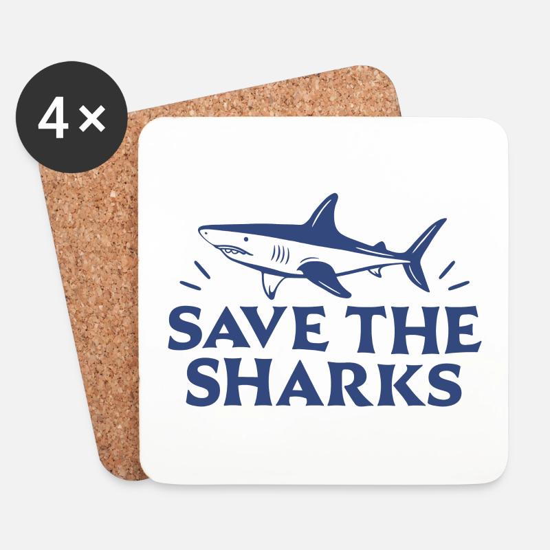 Save the sharks - Coasters (set of 4) - white