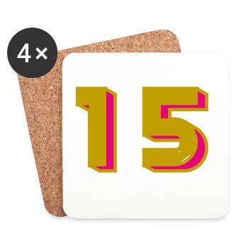 15. 15 ANS. 15e ANNIVERSAIRE. ANNIVERSAIRE 15 ANS. - Dessous de verre (lot de 4) - blanc - Devant
