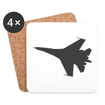 Military fighter jet plane jet silhouette - Coasters (set of 4) - white - Front