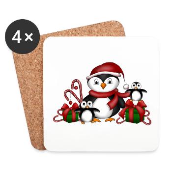 Pinguine Weihnachten - Untersetzer (4er-Set) - Weiß - Vorne