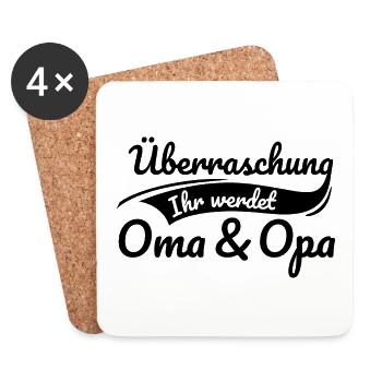 Überraschung, ihr werdet Oma und Opa - Großeltern - Untersetzer (4er-Set) - Weiß - Vorne