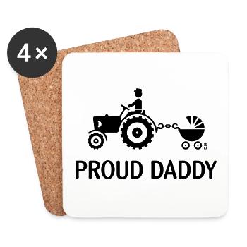 Proud Daddy (Tractor Driver & Pushchair) - Untersetzer (4er-Set) - Weiß - Vorne