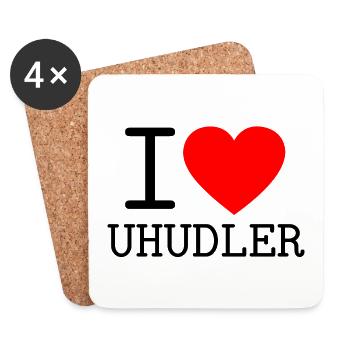 I love Uhudler Österreich Wein Dialekt - Untersetzer (4er-Set) - Weiß - Vorne