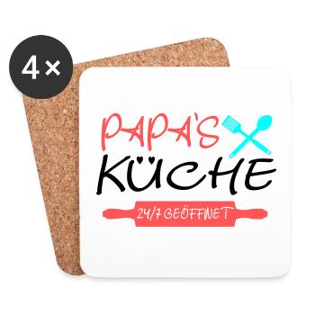 Papas Küche 24h - Untersetzer (4er-Set) - Weiß - Vorne