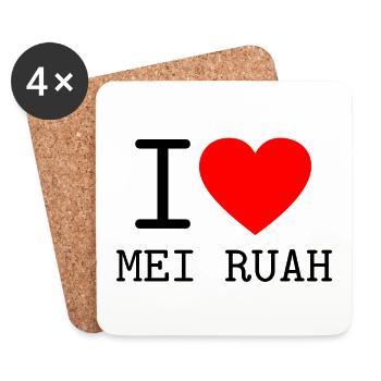 I love Mei Ruah Österreich Dialekt - Untersetzer (4er-Set) - Weiß - Vorne