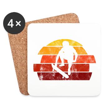 Skateboarder Skateboard Skater Skate Skateing - Dessous de verre (lot de 4) - blanc - Devant