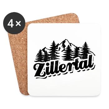 Zillertal - Wald und Berge Wandern Erholung - Untersetzer (4er-Set) - Weiß - Vorne