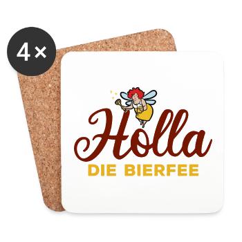 Holla die Bierfee - Biertrinker - Männertag - Untersetzer (4er-Set) - Weiß - Vorne