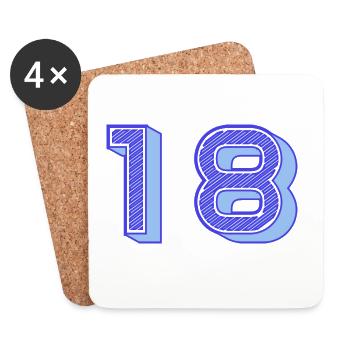 18. 18 ANS. 18e ANNIVERSAIRE. ANNIVERSAIRE 18 ANS. - Dessous de verre (lot de 4) - blanc - Devant