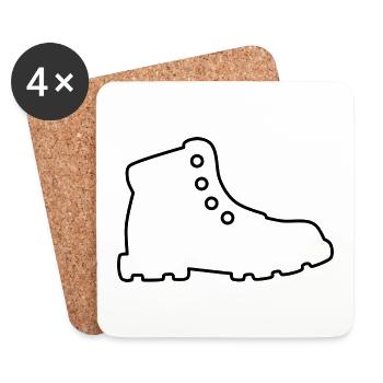 Wandschuh - schwarze Kontur - Untersetzer (4er-Set) - Weiß - Vorne