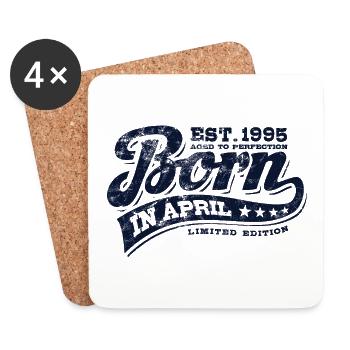 Born in April 1995 - Geburtstag - Geschenk - Untersetzer (4er-Set) - Weiß - Vorne