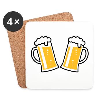 2 German Beer Mugs To Toast (Cheers / 2C) - Coasters (set of 4) - white - Front