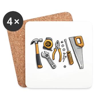 Tool illustration for craftsmen - Coasters (set of 4) - white - Front