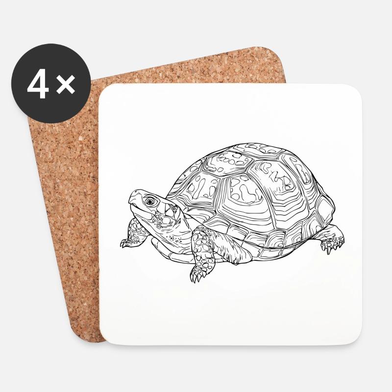 Schildkröte - Untersetzer (4er-Set) - Weiß