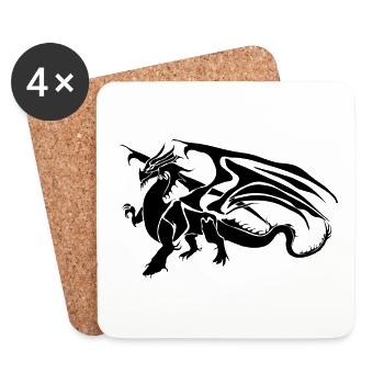 Drache - Untersetzer (4er-Set) - Weiß - Vorne