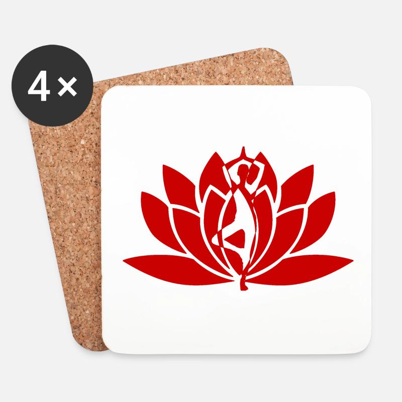 Yoga Blume rot - Untersetzer (4er-Set) - Weiß
