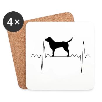 Battement de coeur Chien Labrador Retriever - Dessous de verre (lot de 4) - blanc - Devant