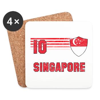 Singapur Fußball Mannschaft - Untersetzer (4er-Set) - Weiß - Vorne
