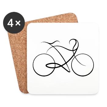 Fahrrad eine Linie - Harmonie - Dynamik - Untersetzer (4er-Set) - Weiß - Vorne