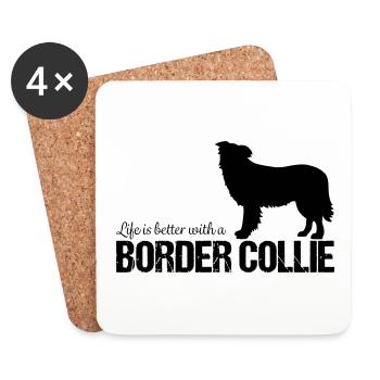 Border Collie Hund Geschenkidee - Untersetzer (4er-Set) - Weiß - Vorne