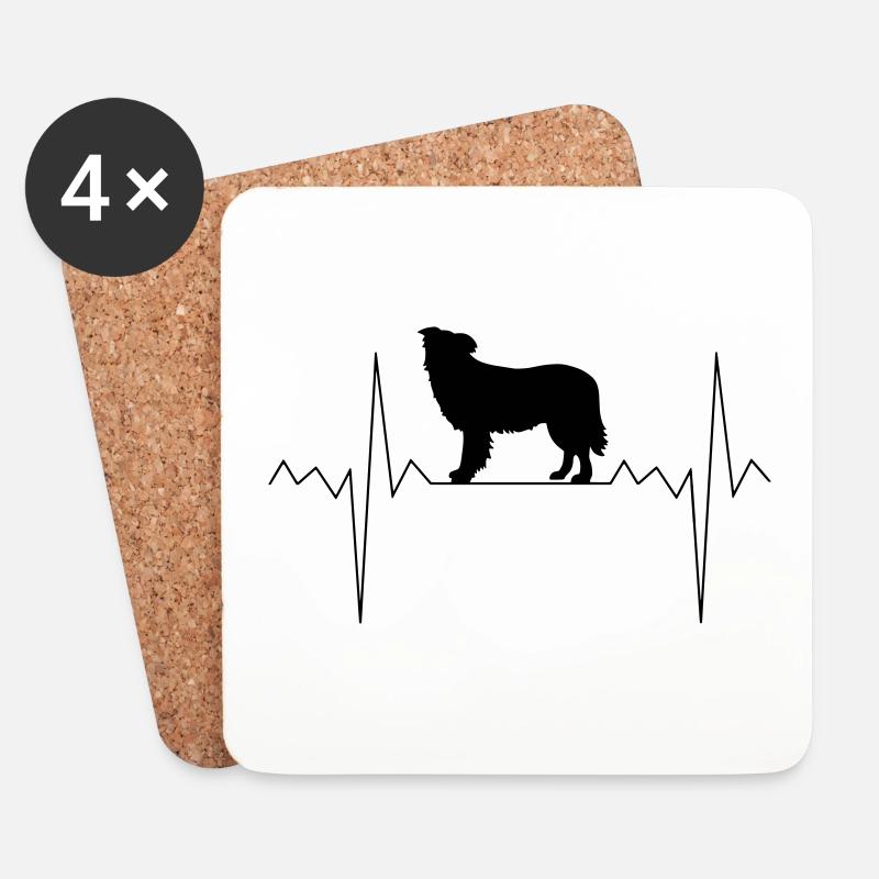 Herzschlag Herzfrequenz Border Collie - Untersetzer (4er-Set) - Weiß