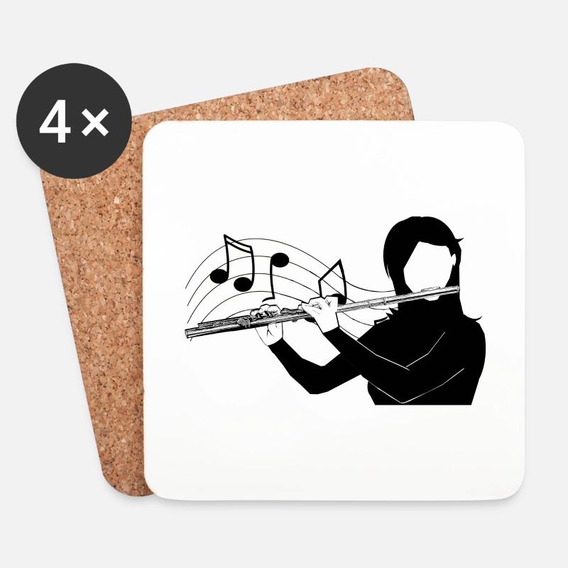 Flötenspieler Musiknote - Untersetzer (4er-Set) - Weiß