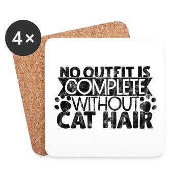 Aucune tenue n’est complète sans poils de chat - Dessous de verre (lot de 4) - blanc - Devant