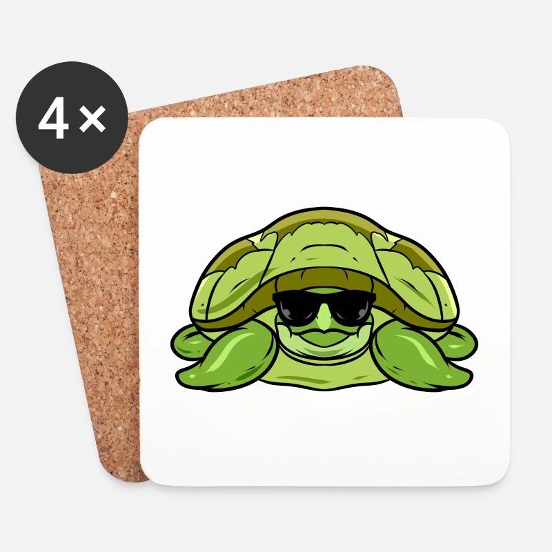Schildkröte - Untersetzer (4er-Set) - Weiß