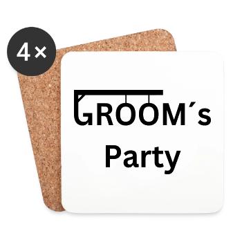 Groom ́s Party - Bachelor Party/JGA - Gallows - Coasters (set of 4) - white - Front