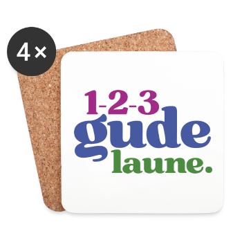 123 Gude Laune - Spruchmotiv für gute Laune - Untersetzer (4er-Set) - Weiß - Vorne