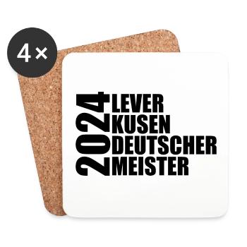 Leverkusen - Deutscher Meister 2024 - Untersetzer (4er-Set) - Weiß - Vorne