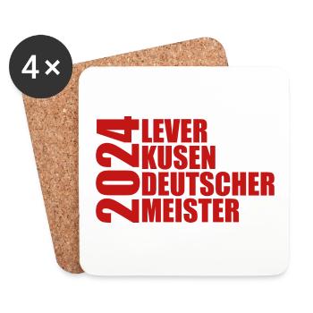 Leverkusen - Deutscher Meister 2024 - Untersetzer (4er-Set) - Weiß - Vorne