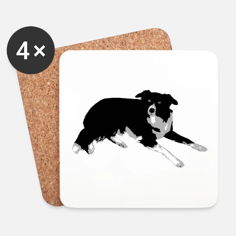 Border Collie - Untersetzer (4er-Set) - Weiß