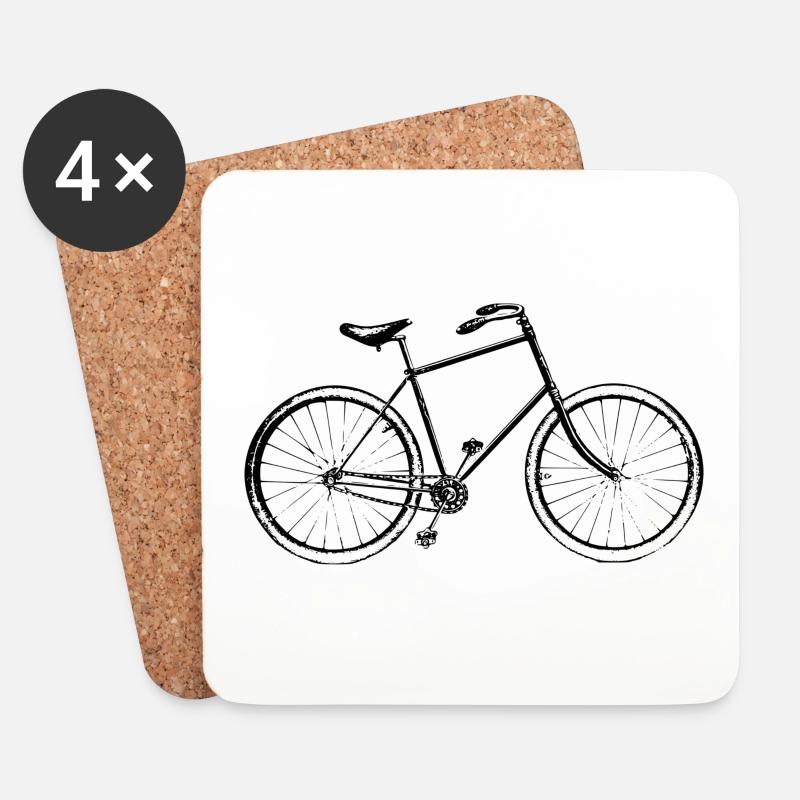 Fahrrad - Untersetzer (4er-Set) - Weiß